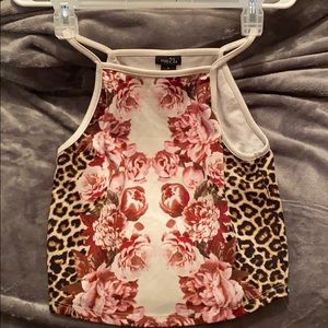 Cheetah print / rose halter crop top